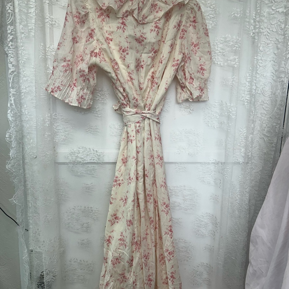 Floral Wrap Skirt - Cream and Pink - Picture 3 of 6